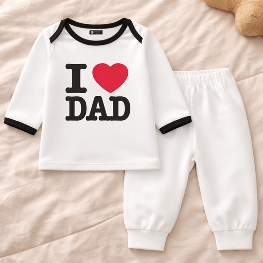 Pack of 2 “I Love Mom & I Love Dad” Soft Cotton Baby Clothing Sets | Gentle & Baby-Safe