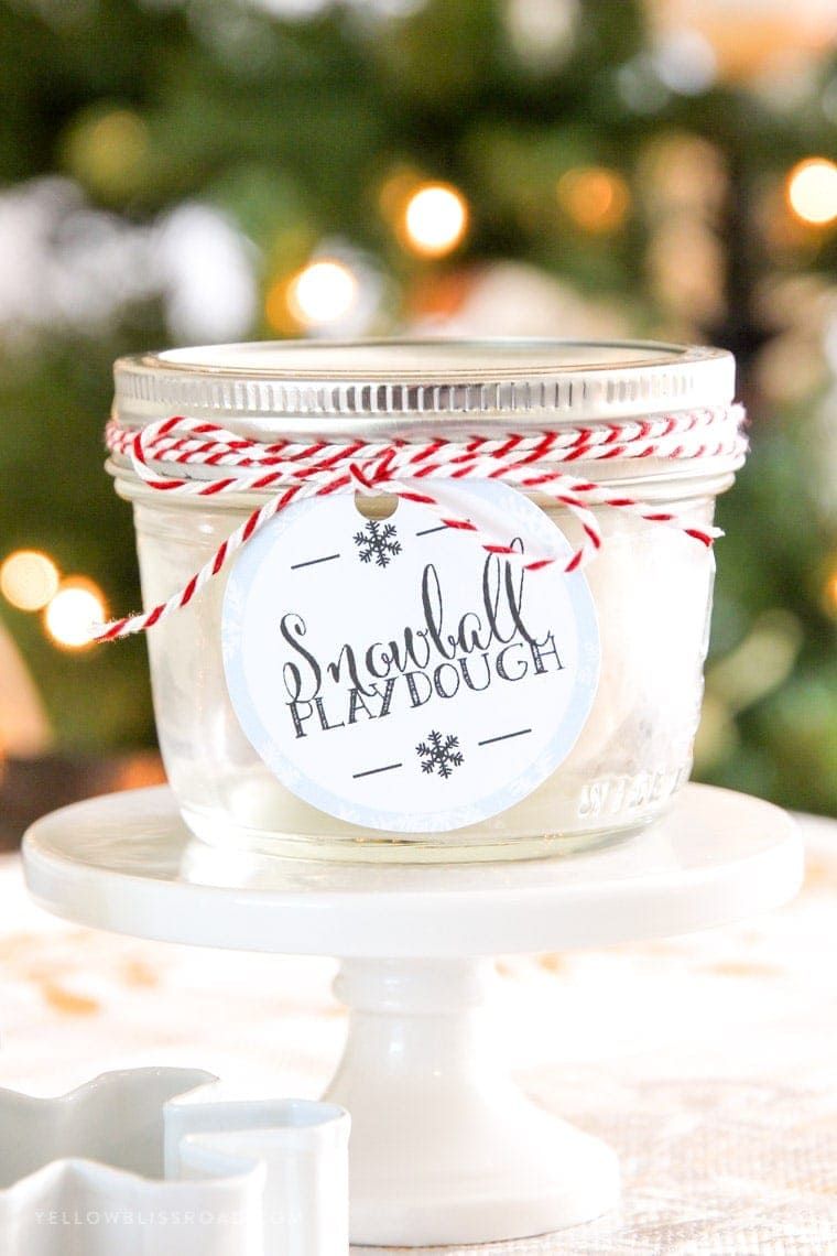 Snowball Play Dough in jar