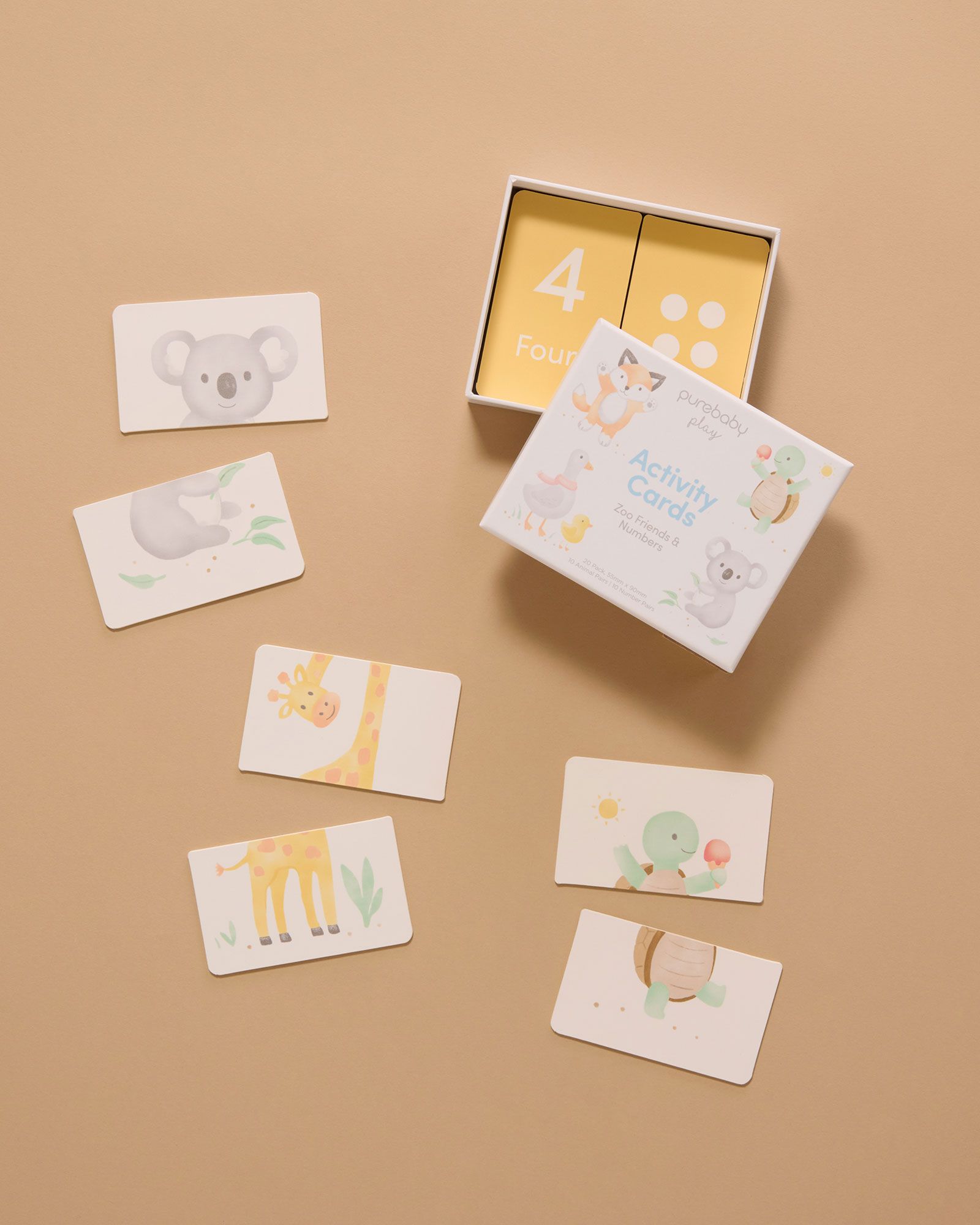 Purebaby matching activity cards with animals and numbers