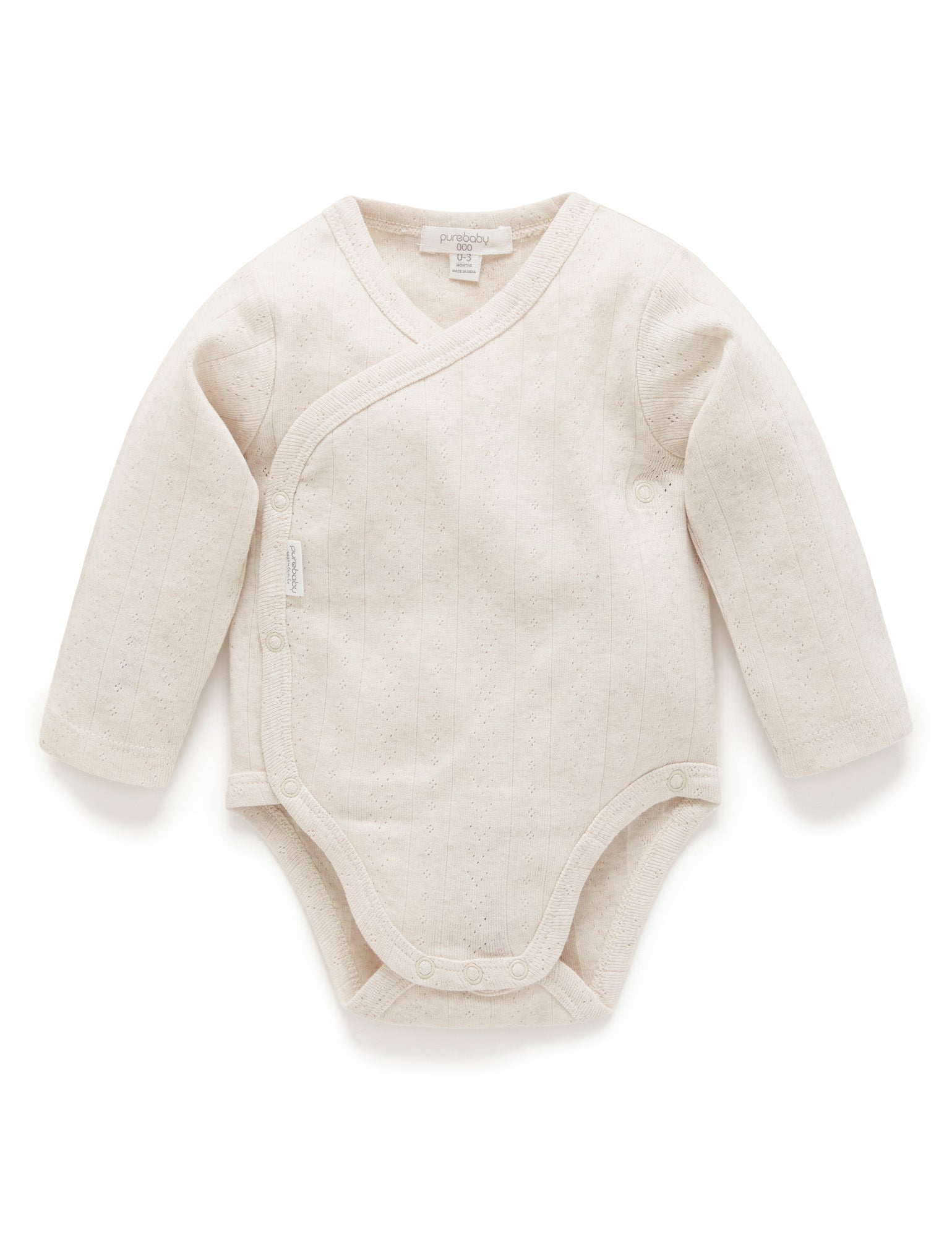 Pointelle Long Sleeve Wrap Bodysuit