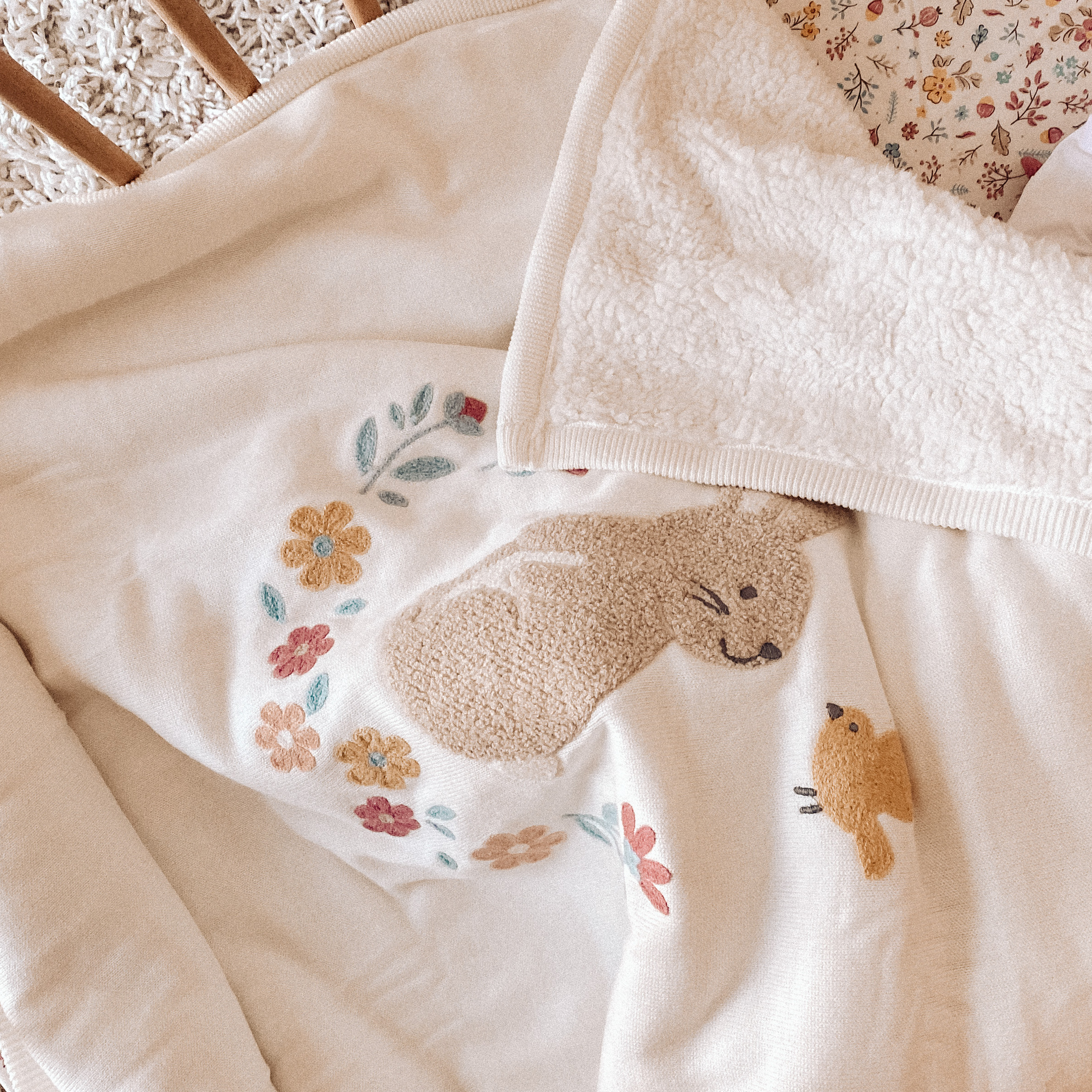 Blanket in a baby cot