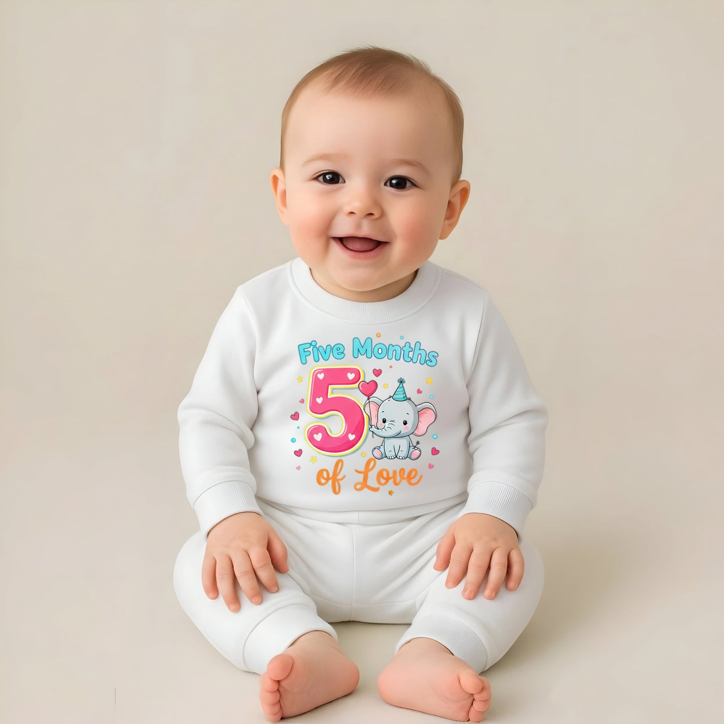Five Month Baby Milestone Sweatshirt & Pyjama Set