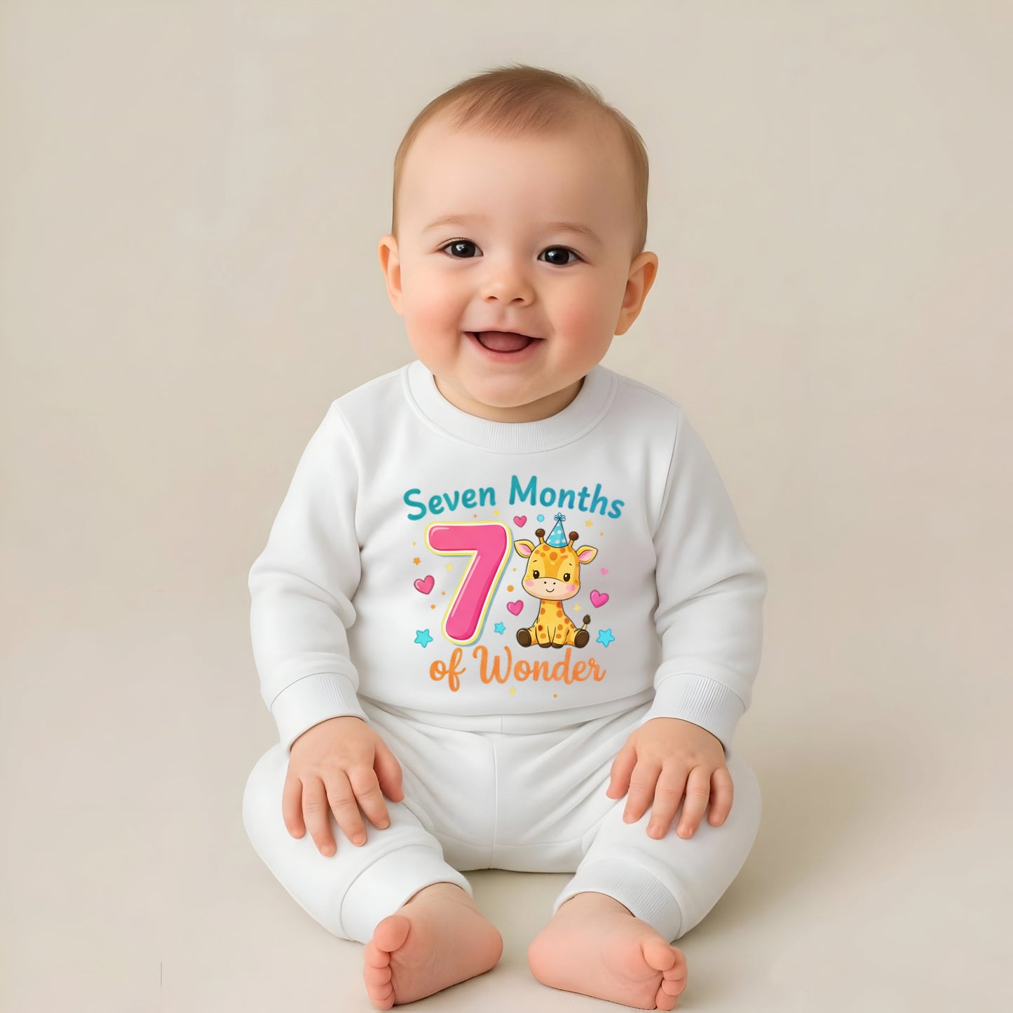 Seven Month Baby Milestone Sweatshirt & Pyjama Set