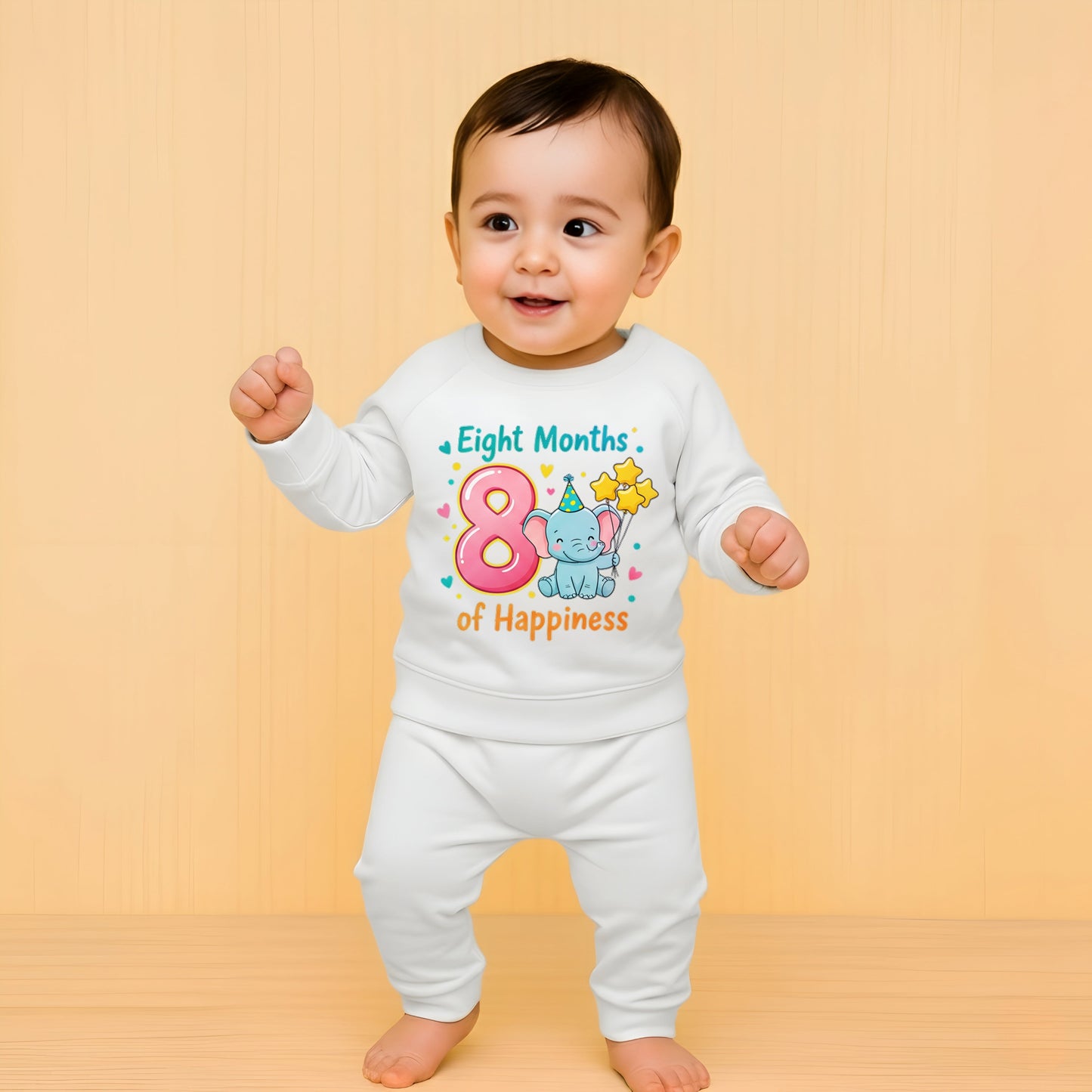 Eight Month Baby Milestone Sweatshirt & Pyjama Set