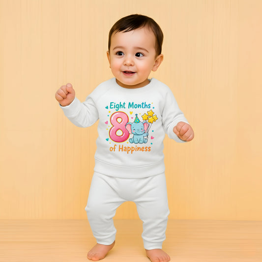 Eight Month Baby Milestone Sweatshirt & Pyjama Set