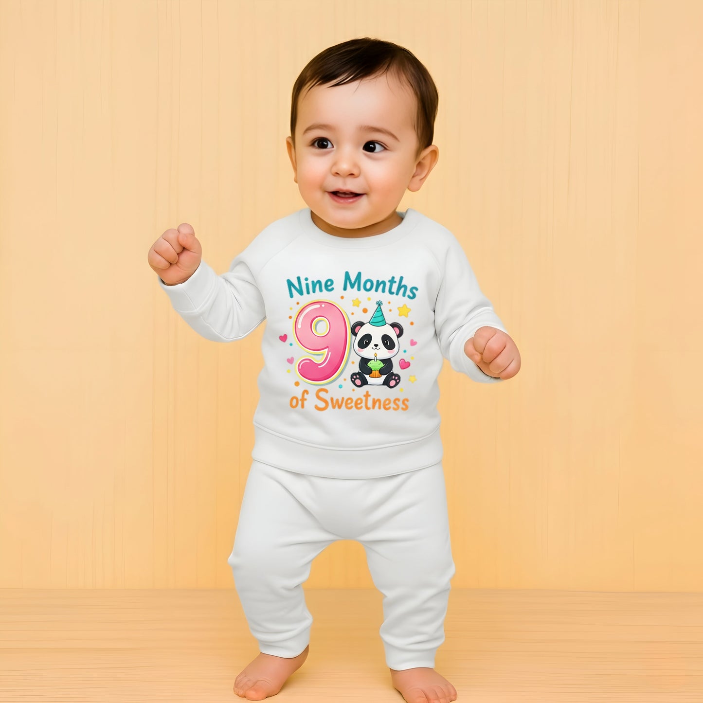Nine Month Baby Milestone Sweatshirt & Pyjama Set