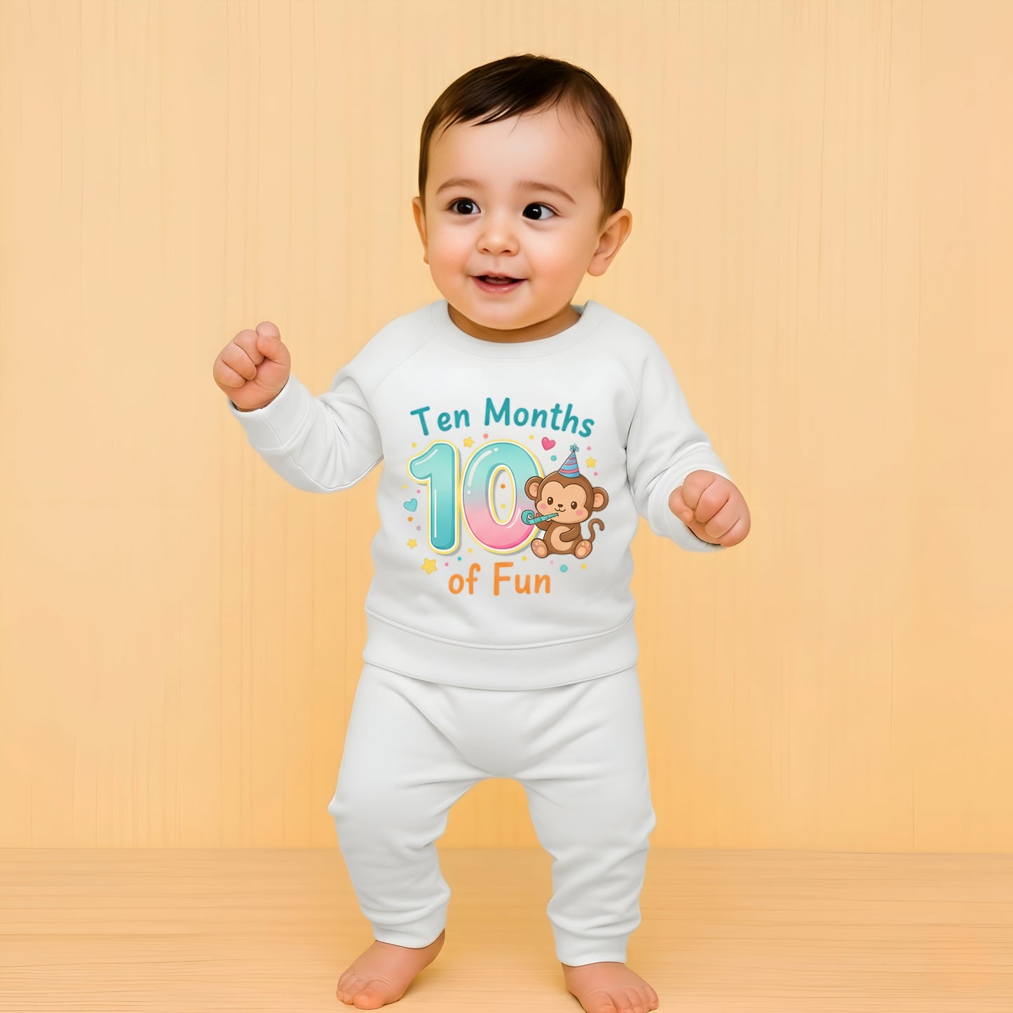 Ten Month Baby Milestone Sweatshirt & Pyjama Set