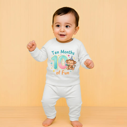 Ten Month Baby Milestone Sweatshirt & Pyjama Set