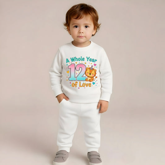 Twelve Month Baby Milestone Sweatshirt & Pyjama Set