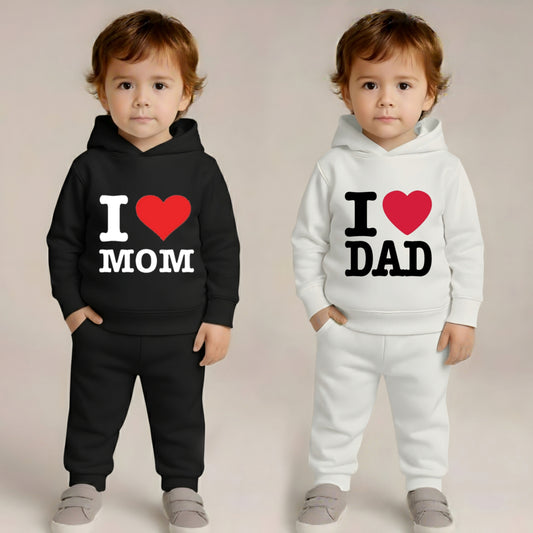 Cute Mom And Dad Print Boys Clothing Set Pack of 2