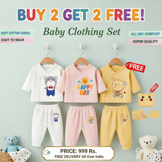 Buy 2 Get 2 Free Buy 2 Baby set get 1 Baby Set And 1 Bootie, Mittens & Cap Set Free