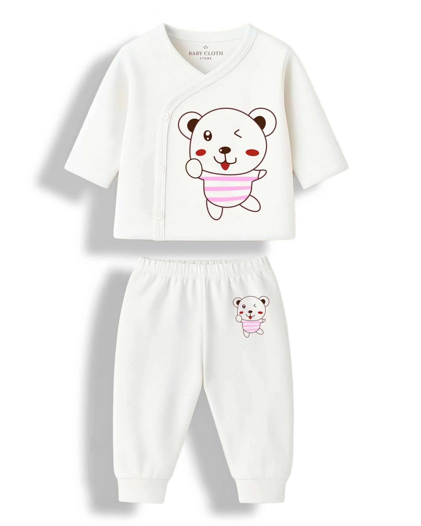 Pack of 3 – Soft Cotton Baby Jhabla & Pyjama Set | Cute Animal Prints