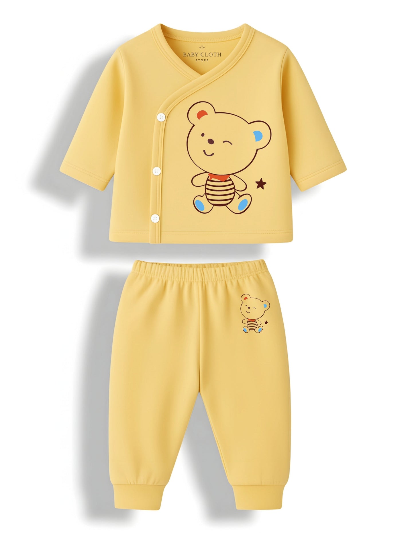 Pack of 3 – Soft Cotton Baby Jhabla & Pyjama Set | Cute Animal Prints